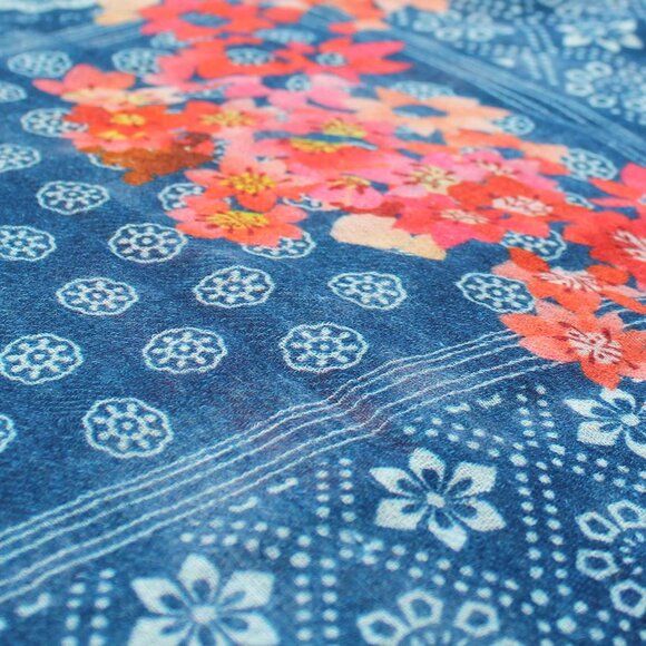 Blue Floral Scarf - Picture 4 of 4